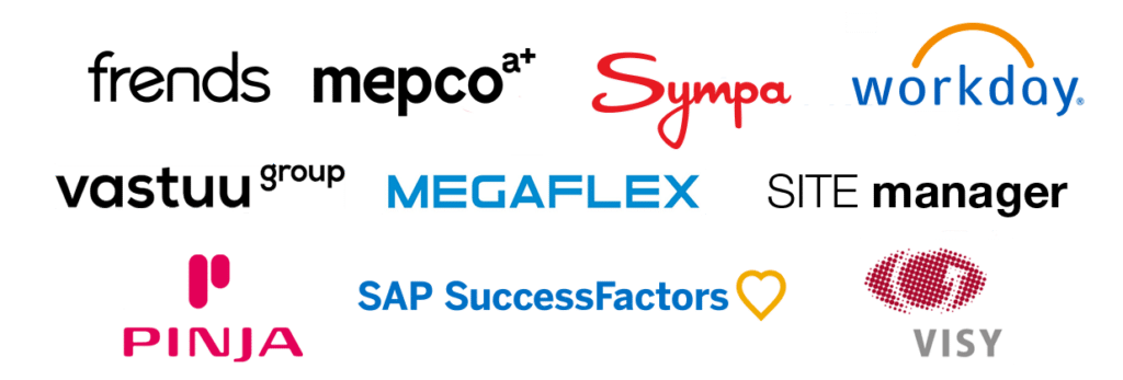 Mepco, Sympa, Frends, Workday, Vastuu Group, Megaflex, Pinja...